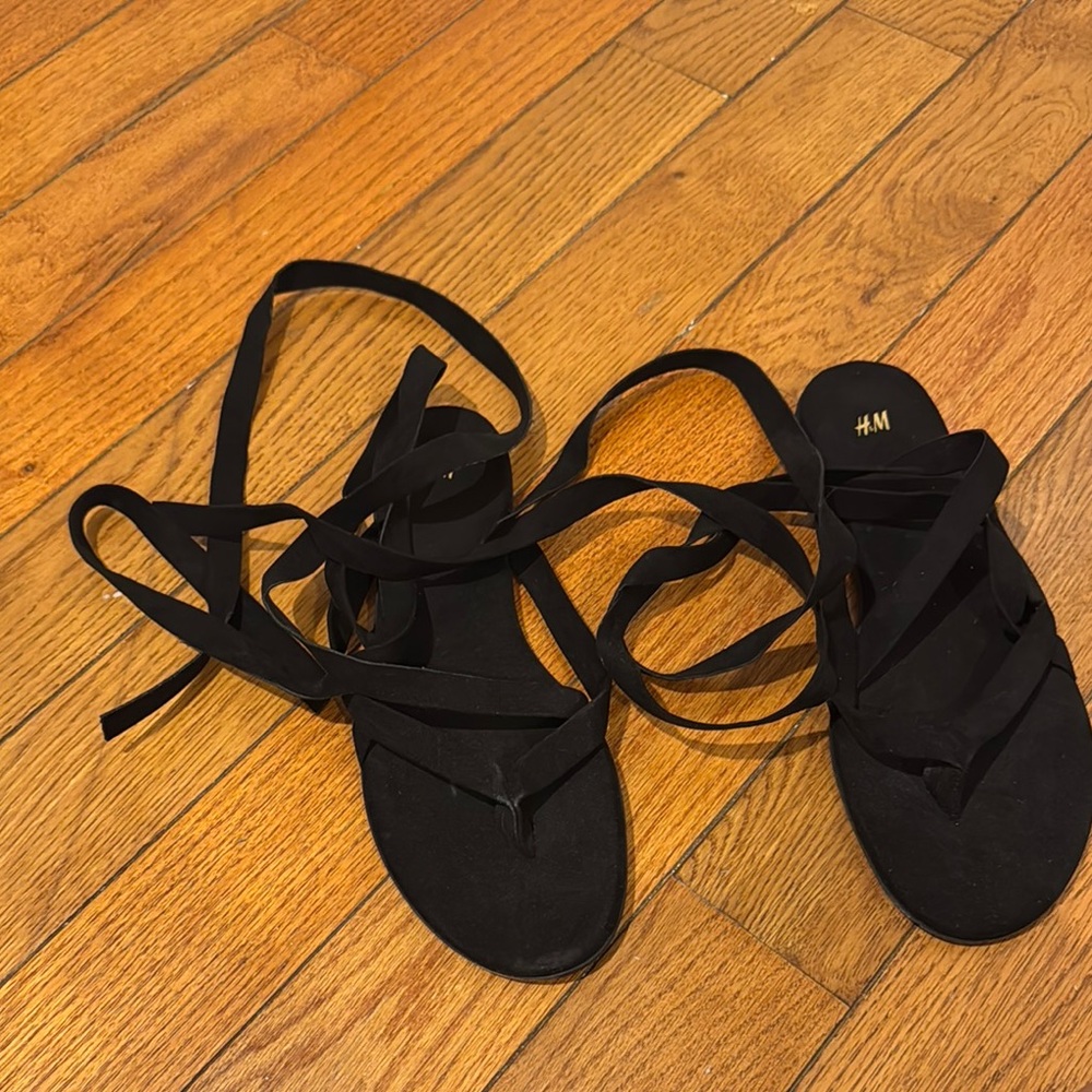 H&M Black Stiletto Sandals with Ankle Straps